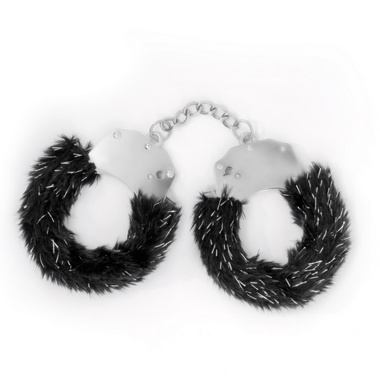 Spangle - Metalen Handboeien met Pluche - Zwart