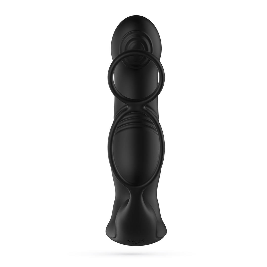 Erixos - Vibrerende Prostaatmassager met Balriem en Cockring - Zwart