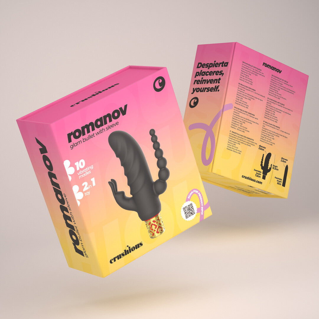 Romanov - Classic Vibrator with Removable Silicone Sleeve - Black/Golden