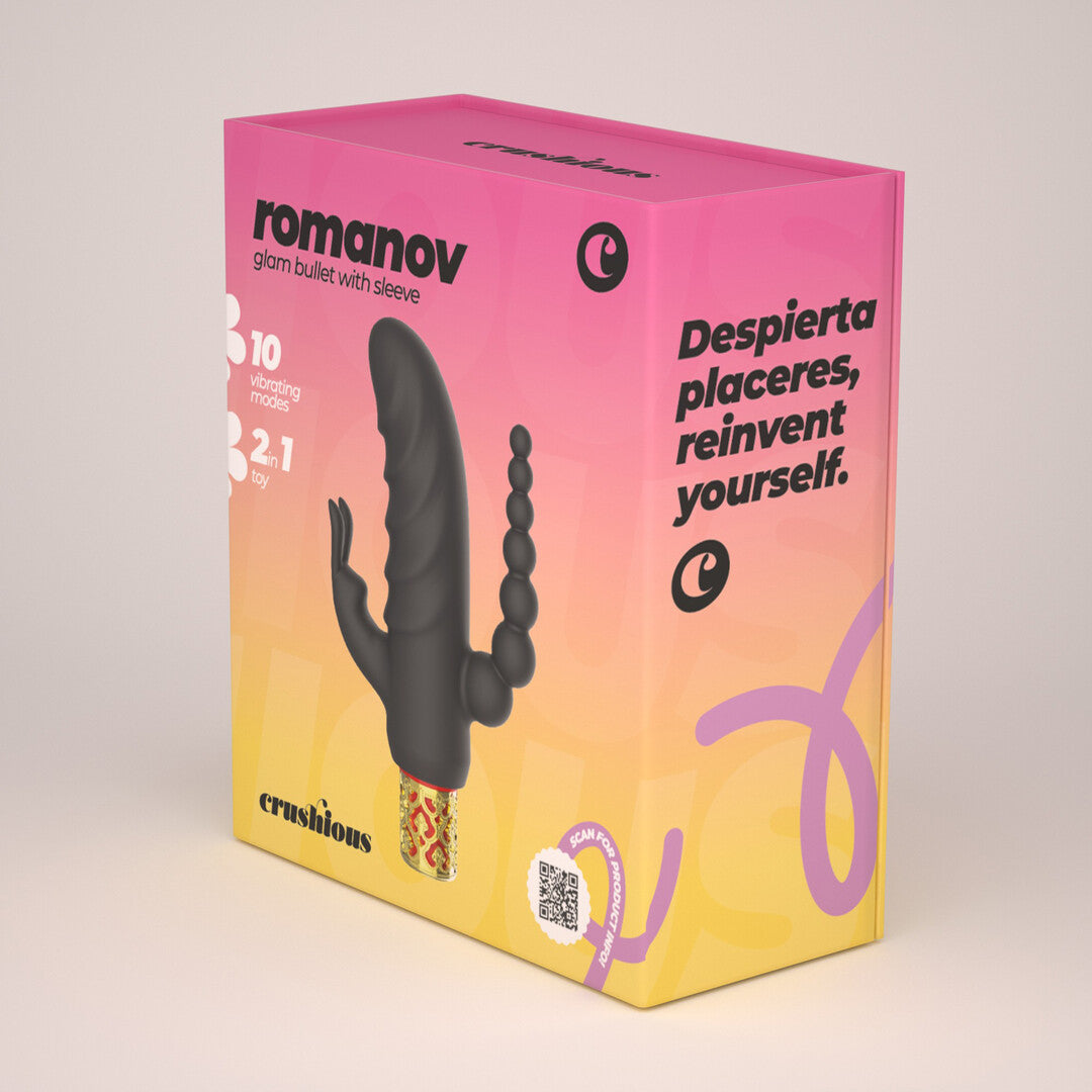 Romanov - Classic Vibrator with Removable Silicone Sleeve - Black/Golden