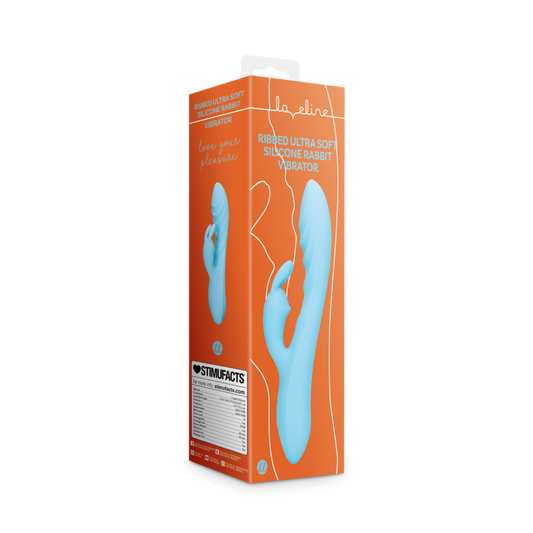 Geribbelde Ultra Zachte Siliconen Konijn Vibrator - Glaciaal Blauw