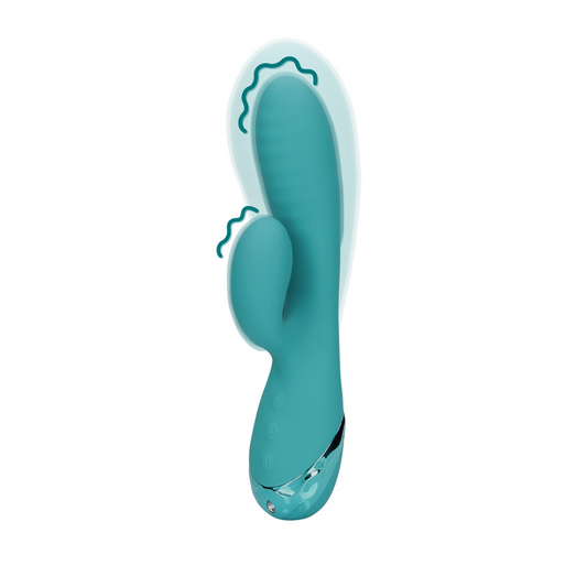 Opblaasbare Konijnen Vibrator - Pauwblauw