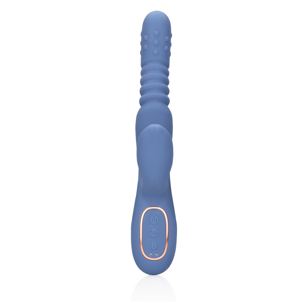 Warmende Draaibare Kralen en Duwende Konijnen Vibrator - Blauw Nova