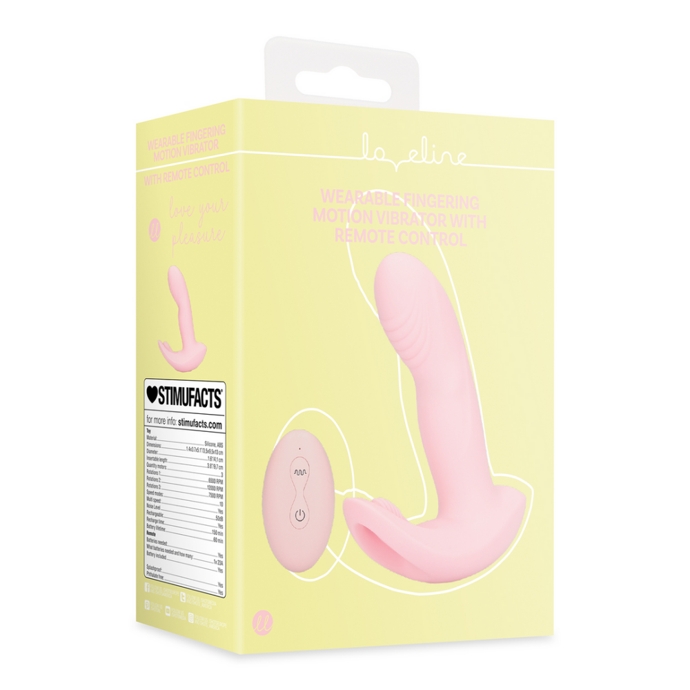 Draagbare Vinger Beweging Vibrator met Afstandsbediening - Cherry Chiffon