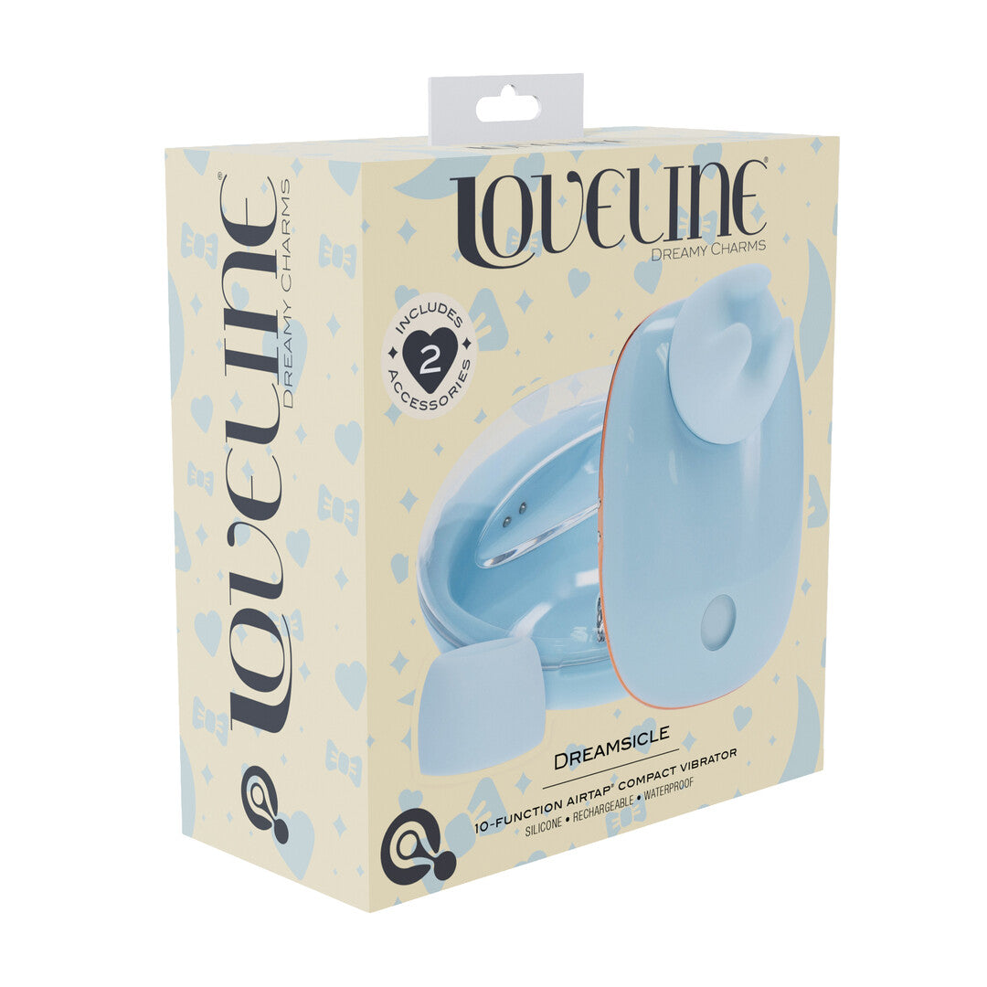 Dreamsicle - Compact AirTap Vibrator met Twee Hoofdaccessoires - Blauw