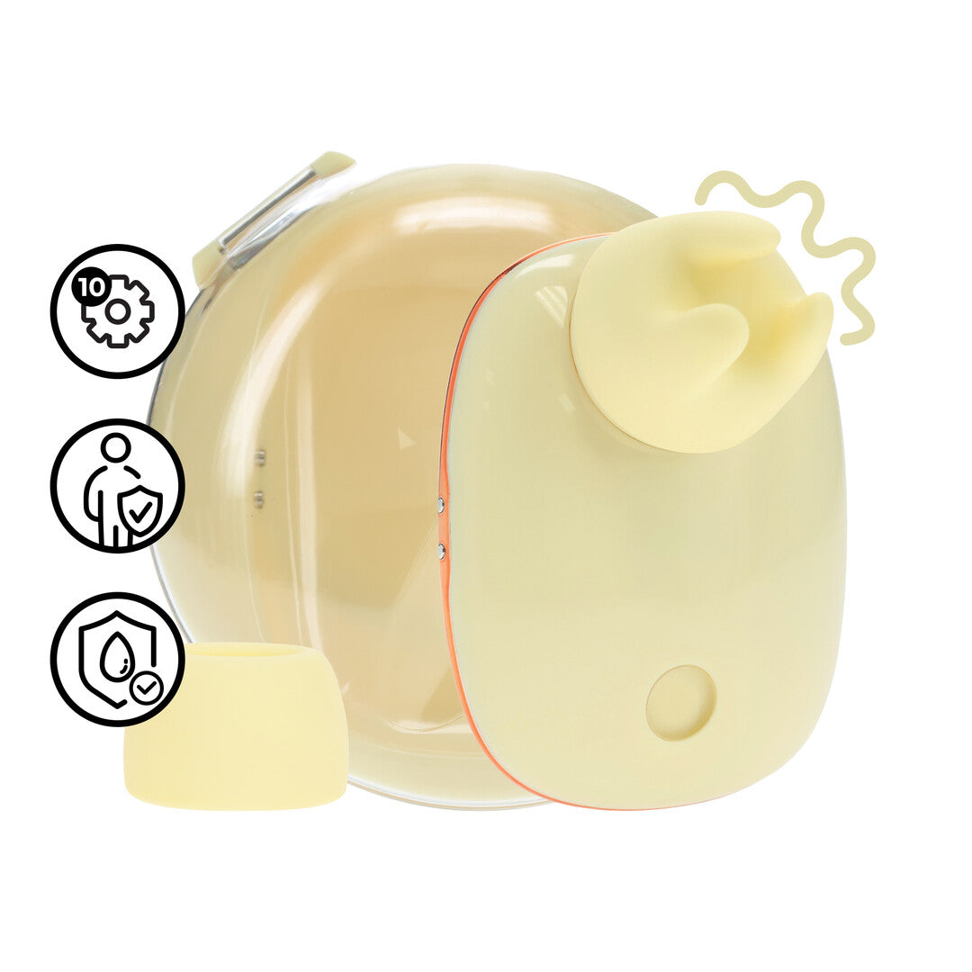 Dreamsicle - Compact AirTap Vibrator met Twee Hoofdaccessoires - Geel