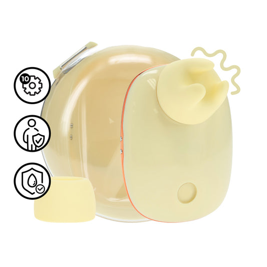 Dreamsicle - Compact AirTap Vibrator met Twee Hoofdaccessoires - Geel