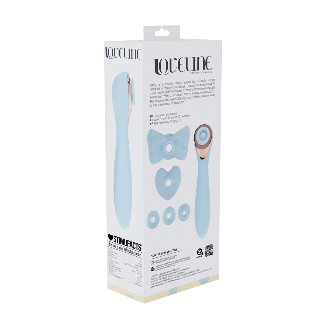 Darling - AirTap Wand Vibrator met Vijf Koppen Accessoires - Blauw