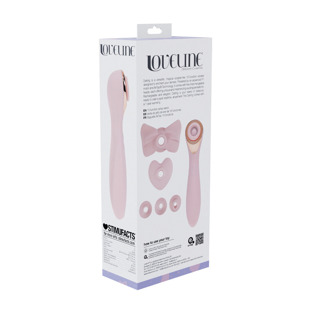 Darling - AirTap Wand Vibrator met Vijf Koppen Accessoires - Roze