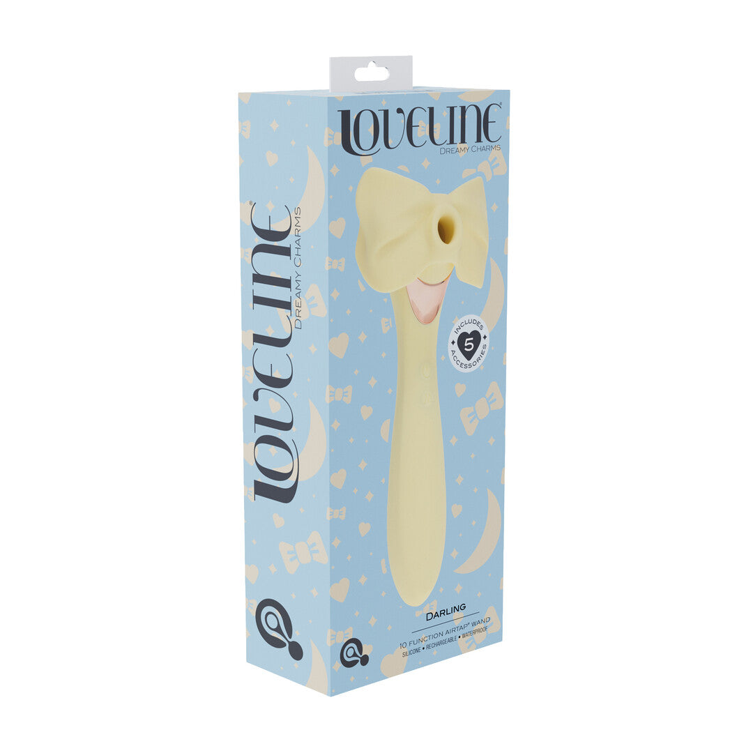 Darling - AirTap Wand Vibrator met Vijf Koppen Accessoires - Geel