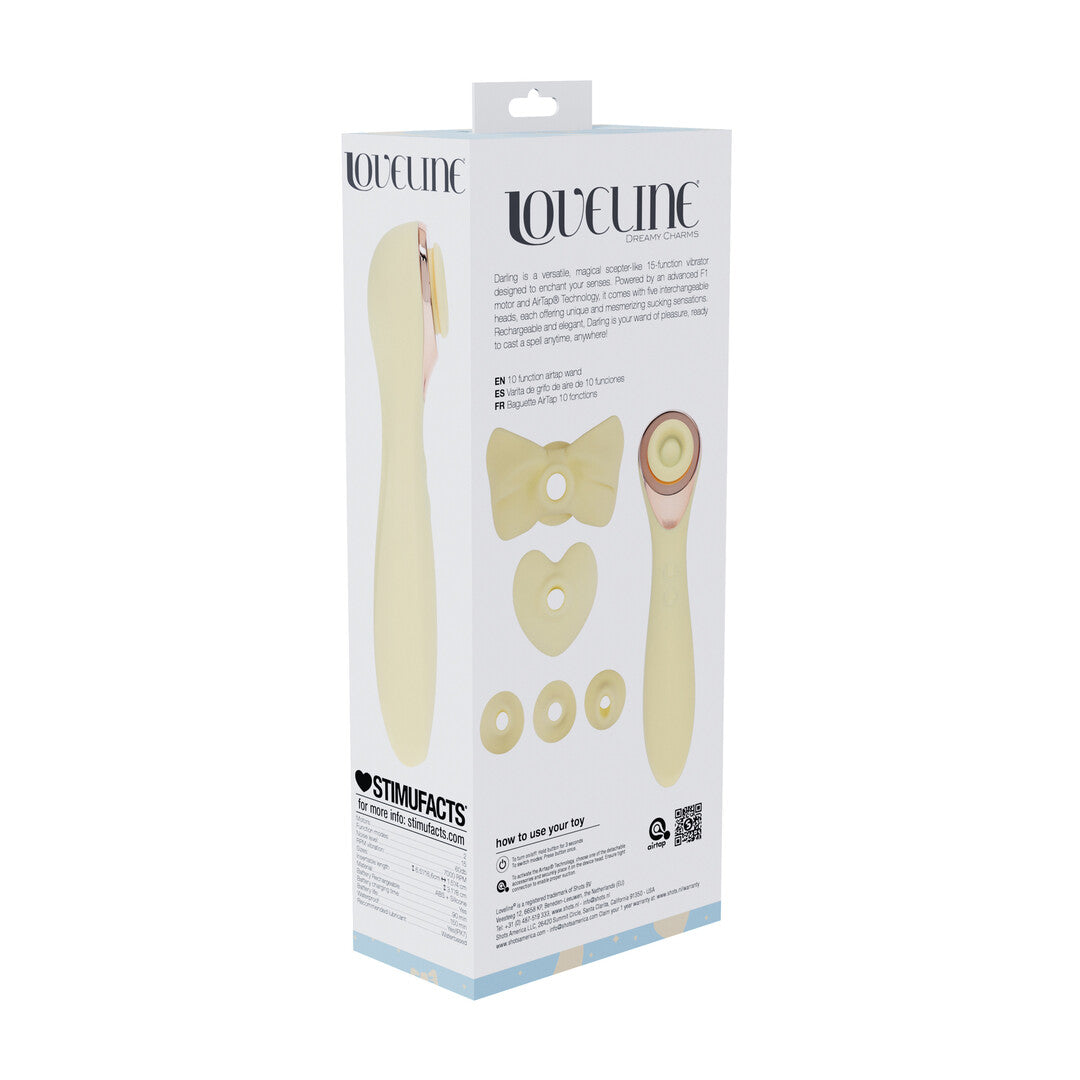 Darling - AirTap Wand Vibrator met Vijf Koppen Accessoires - Geel