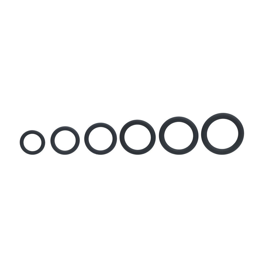 Classic Silicone Cockring Set van 6 - Zwart