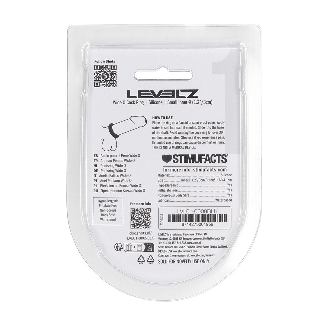 Wide O Silicone Cockring - S - 30mm - Zwart