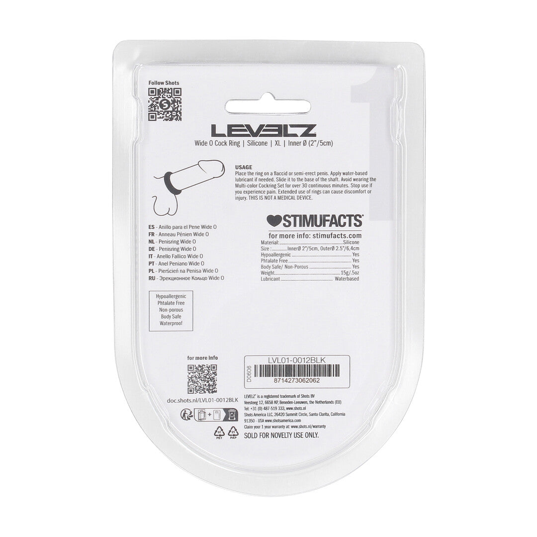 Wide O Silicone Cockring - XL - 50mm - Zwart