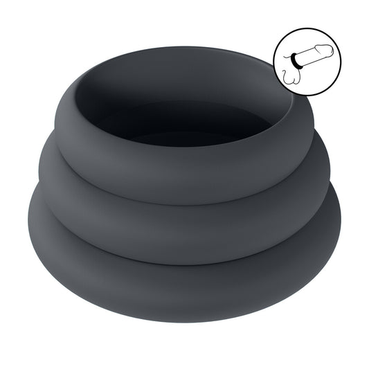 Wide O Siliconen Cockring Set van 3 - S/M/L - Zwart