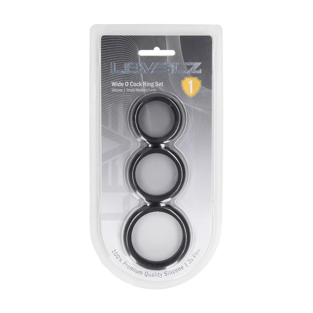 Wide O Siliconen Cockring Set van 3 - S/M/L - Zwart