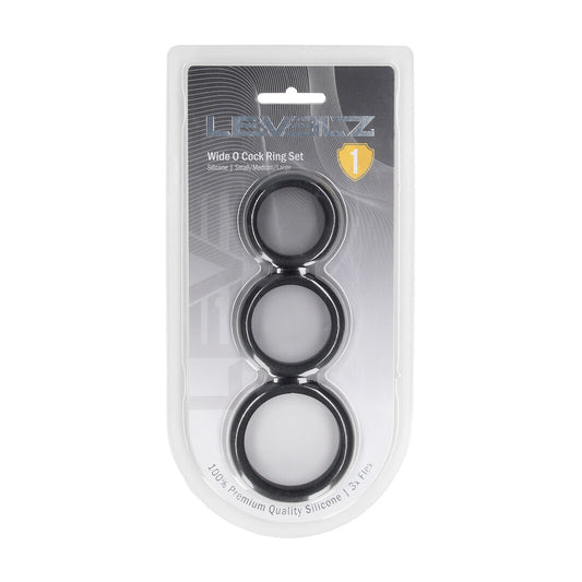 Wide O Siliconen Cockring Set van 3 - S/M/L - Zwart