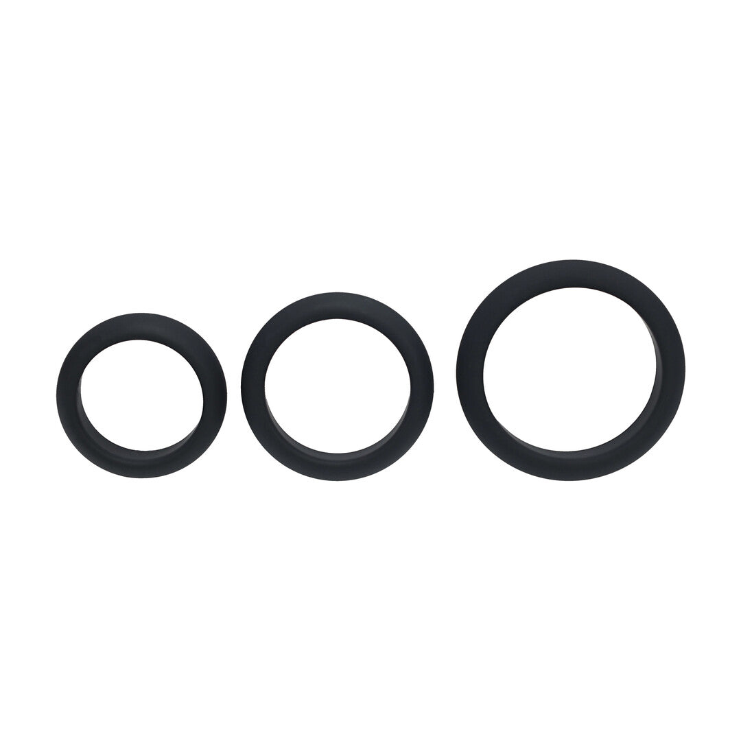 Wide O Siliconen Cockring Set van 3 - S/M/L - Zwart