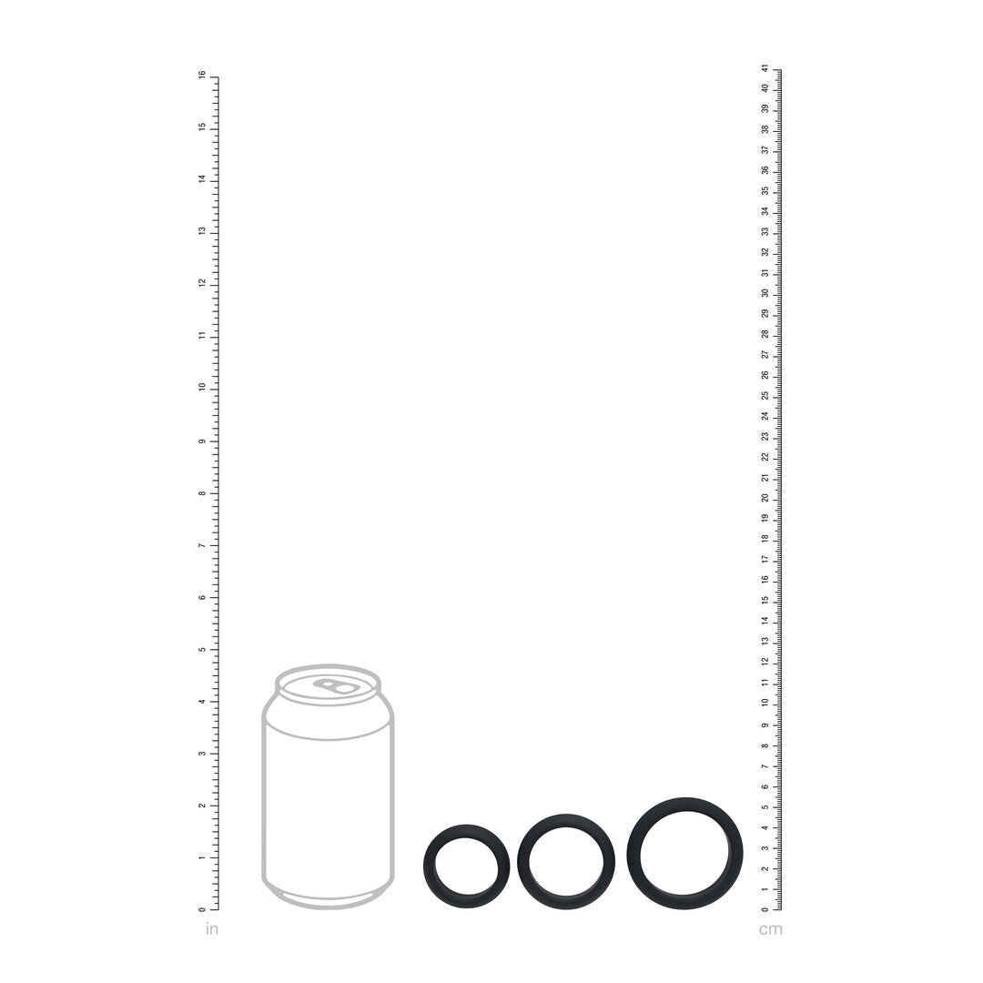 Wide O Siliconen Cockring Set van 3 - S/M/L - Zwart
