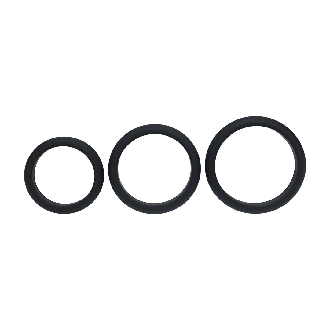 Wide O Silicone Cockring Set van 3 - L/XL/XXL - Zwart