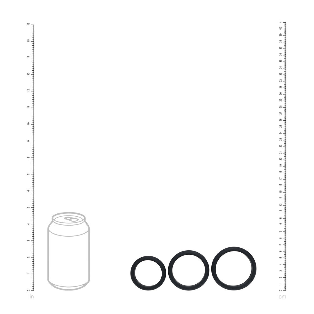 Wide O Silicone Cockring Set van 3 - L/XL/XXL - Zwart