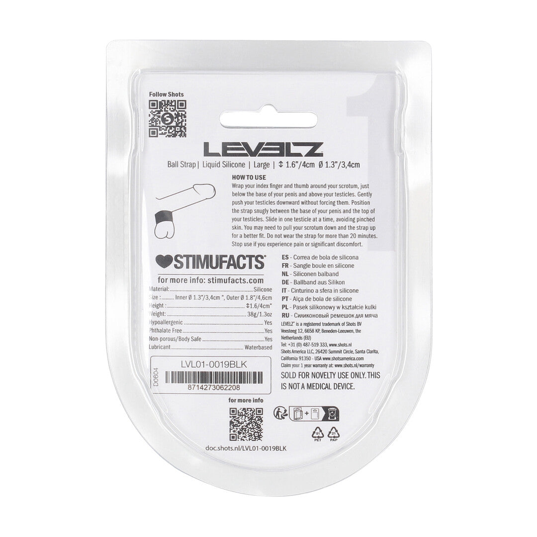 Vloeibare Siliconen Balriem - L - 34mm - Zwart
