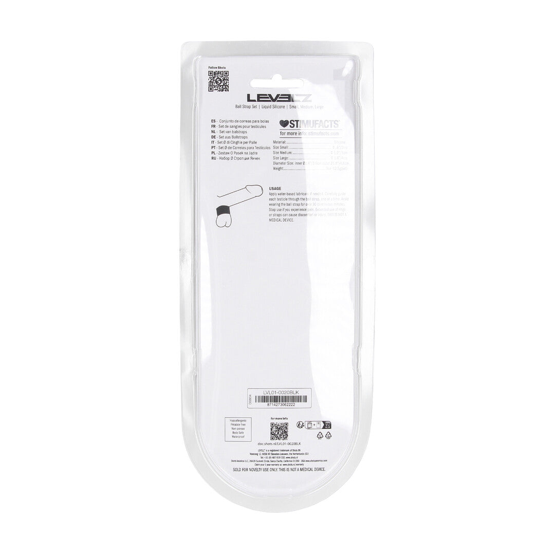 Vloeibare Siliconen Balriem Set van 3 - S/M/L - Zwart