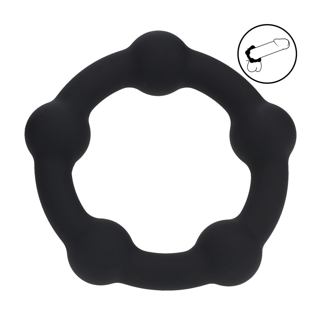 Kralen Silikon Cockring - S - 30mm - Zwart