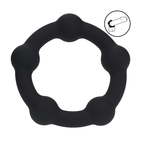 Kralen Silikon Cockring - S - 30mm - Zwart