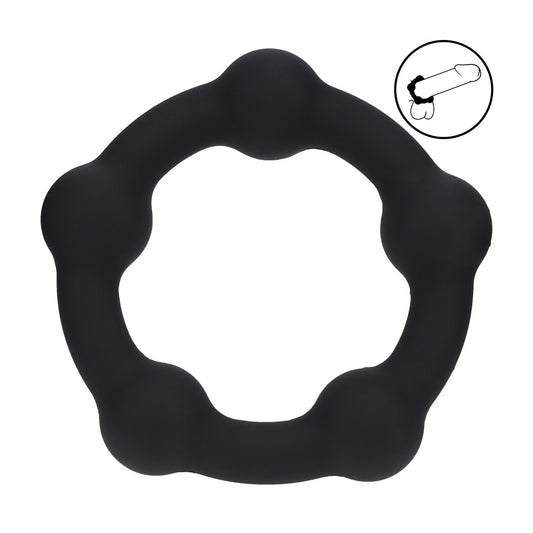 Kralen Silikon Cockring - M - 35mm - Zwart