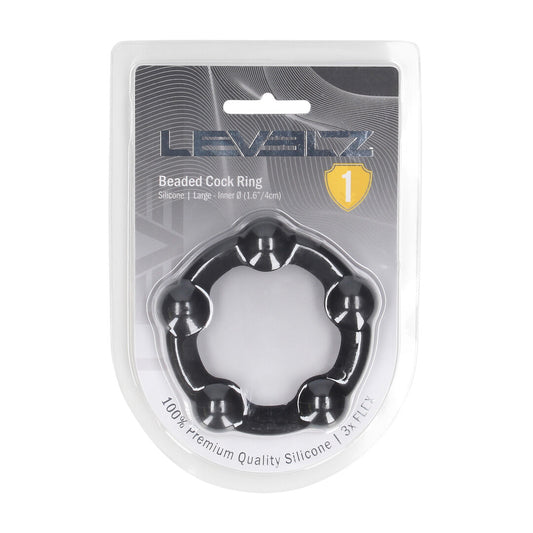 Kralen Siliconen Cockring - L - 45mm - Zwart