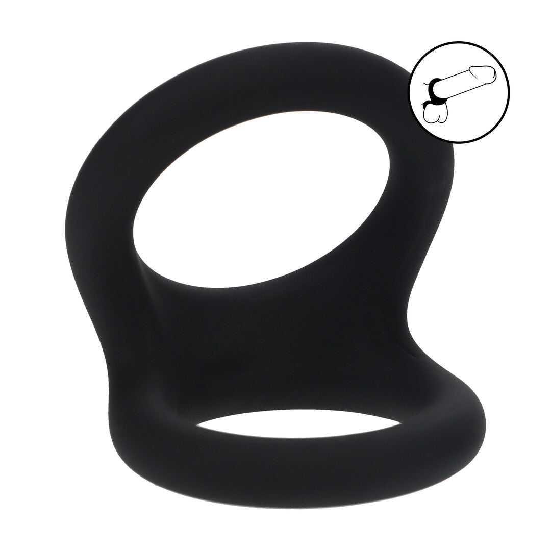 Double O Siliconen Cockring - L - Zwart