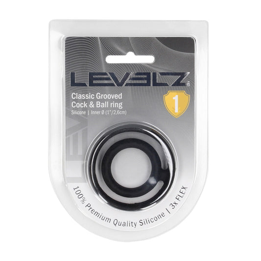 Classic Grooved Silicone Penis- en Ballenring - Zwart
