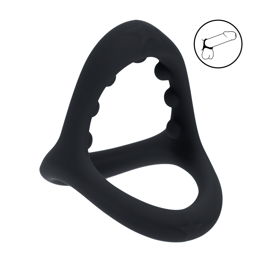 Zachte Kraal Grip Siliconen Penis- en Ballenring - Zwart