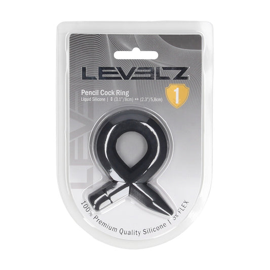 Pencil Liquid Silicone Cockring - Zwart