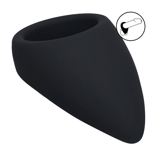 Druppelvormige Siliconen Cockring - Zwart