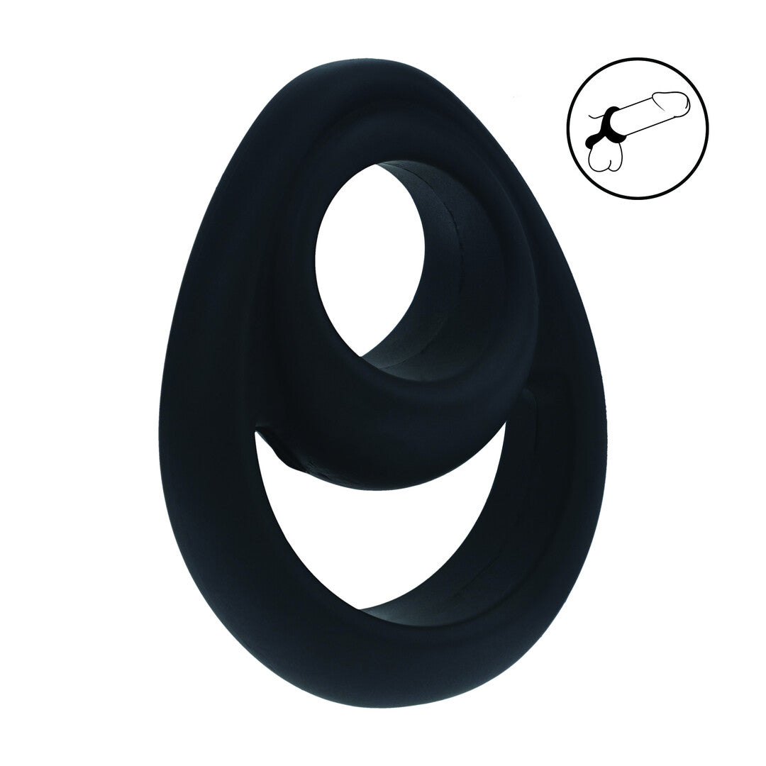 Double Ergo Siliconen Cockring - Zwart