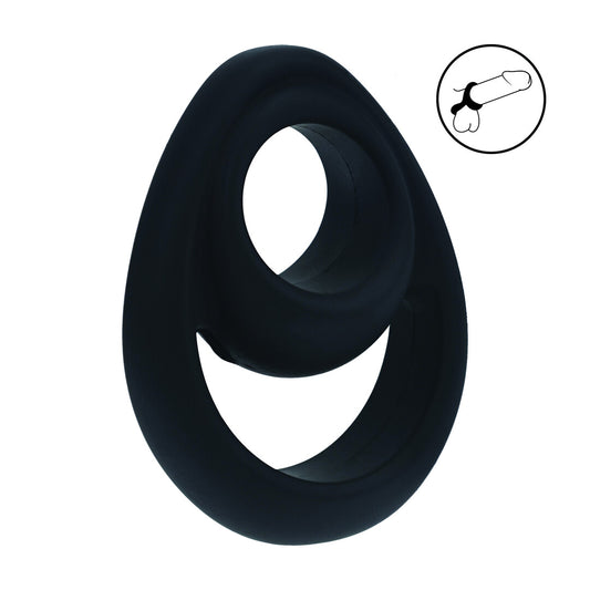 Double Ergo Siliconen Cockring - Zwart