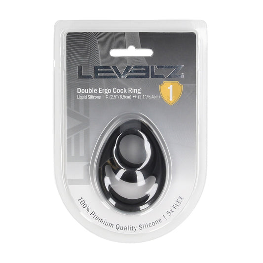 Double Ergo Siliconen Cockring - Zwart
