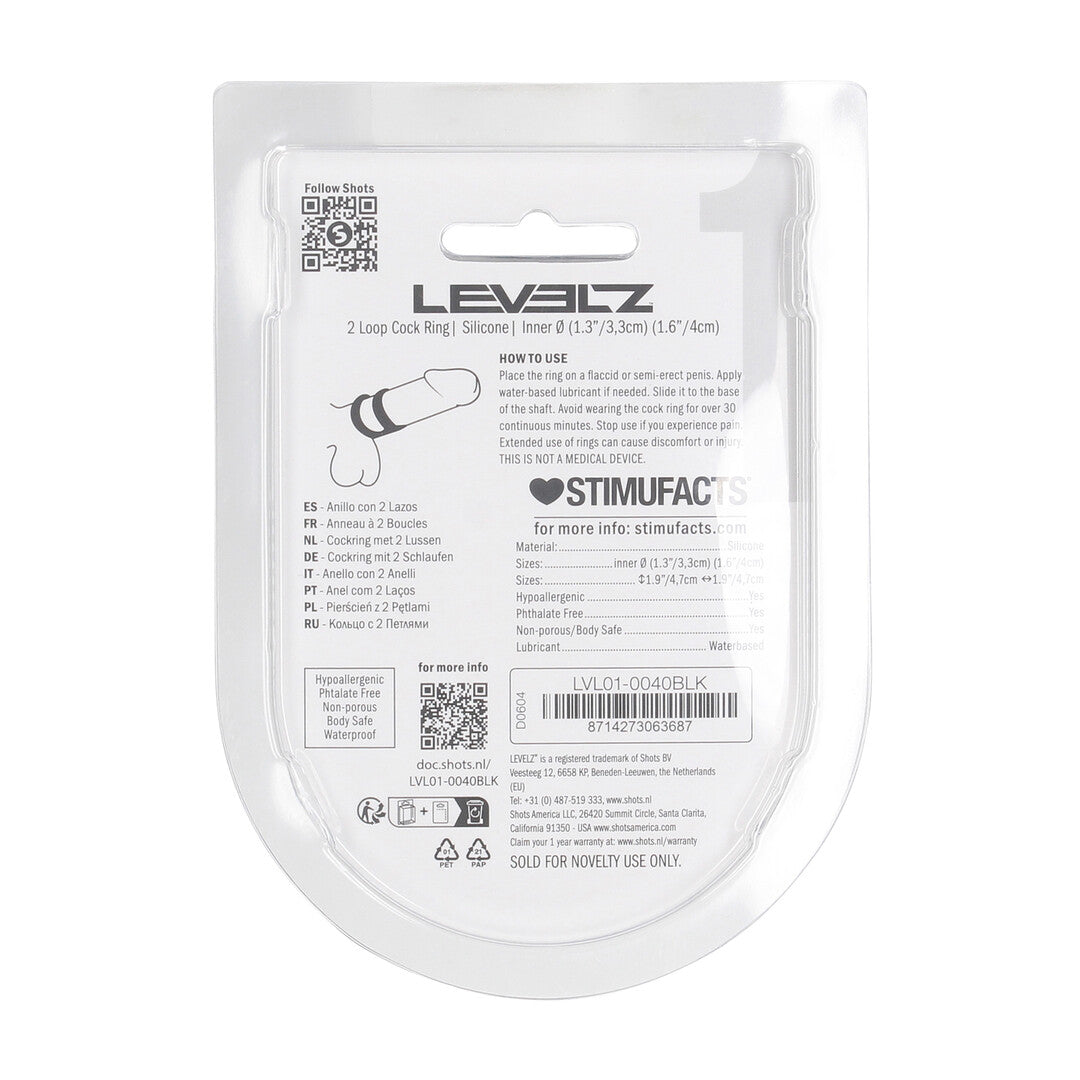 2 Loop Siliconen Cockring - Zwart