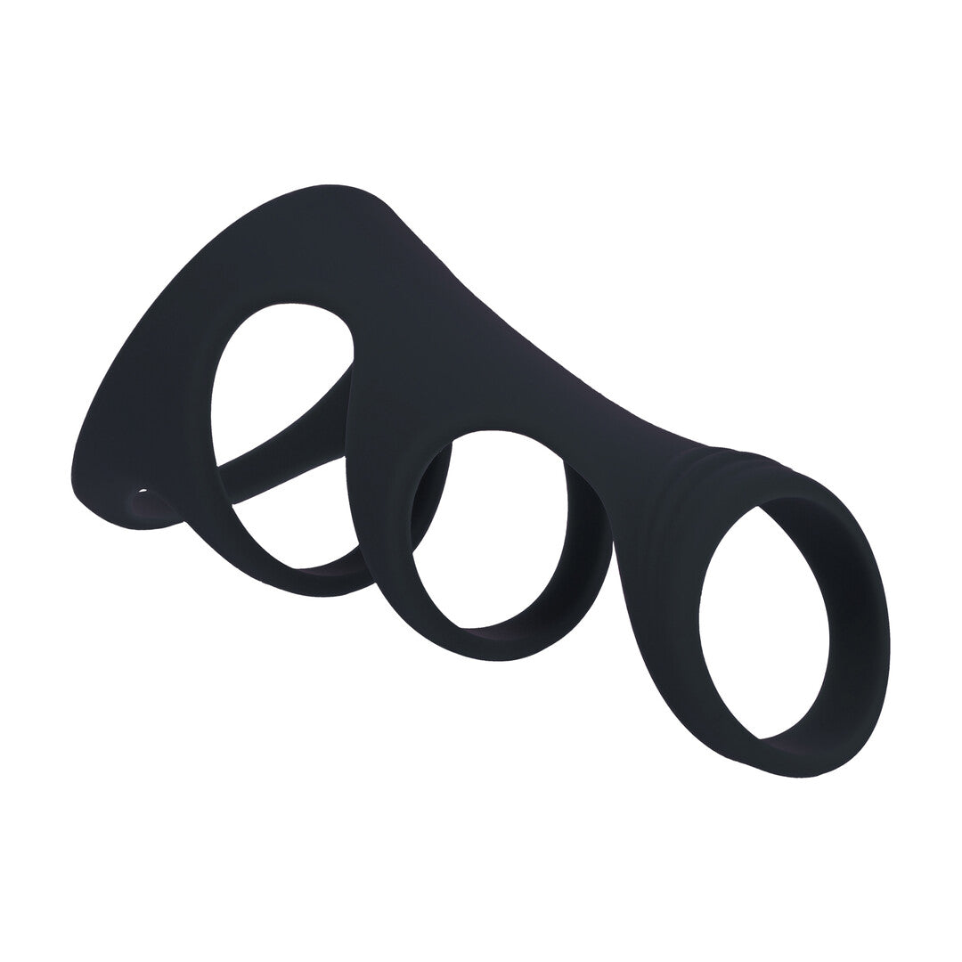 3 Lussen Siliconen Cockring - Zwart