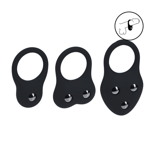 Siliconen Trainings Cockring Set van 3 - S/M/L - Zwart