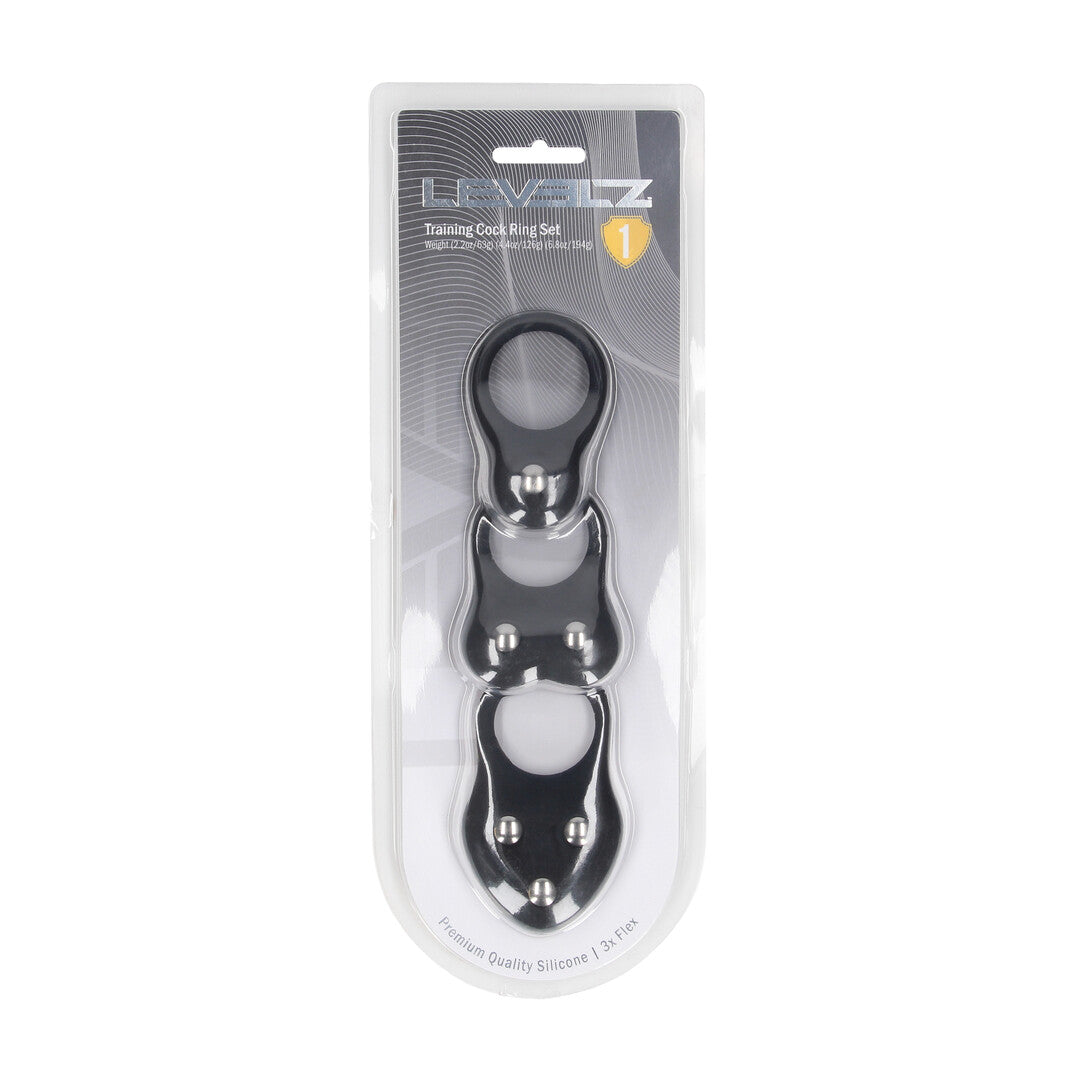 Siliconen Trainings Cockring Set van 3 - S/M/L - Zwart