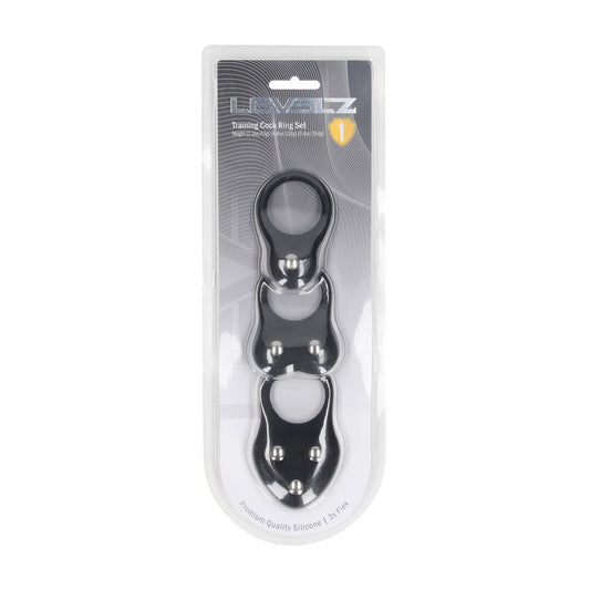 Siliconen Trainings Cockring Set van 3 - S/M/L - Zwart