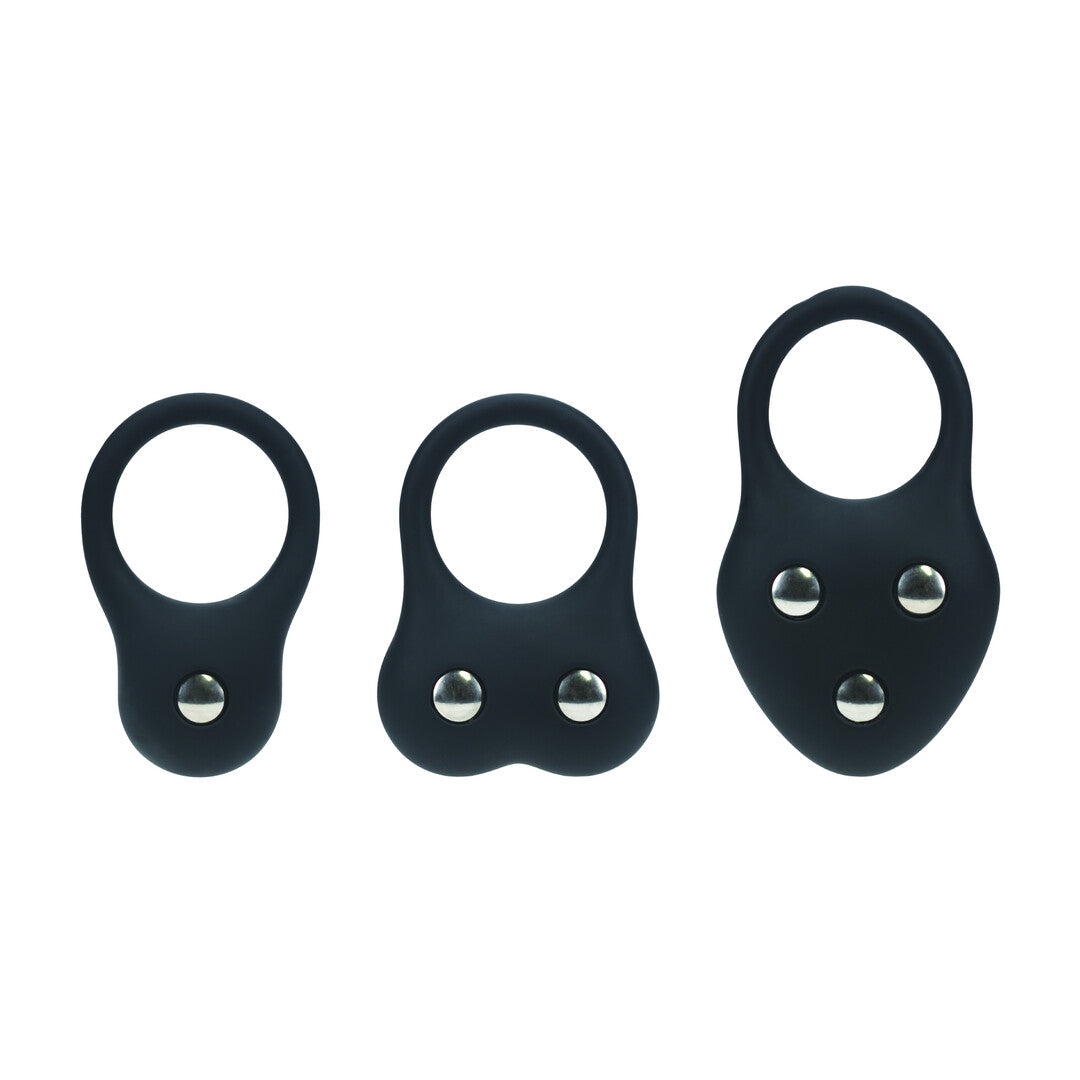 Siliconen Trainings Cockring Set van 3 - S/M/L - Zwart