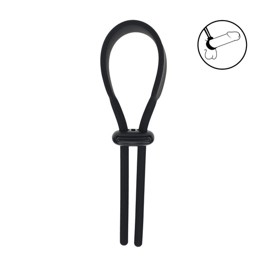 Brede Verstelbare Siliconen Lasso Cockring - 5mm - Zwart