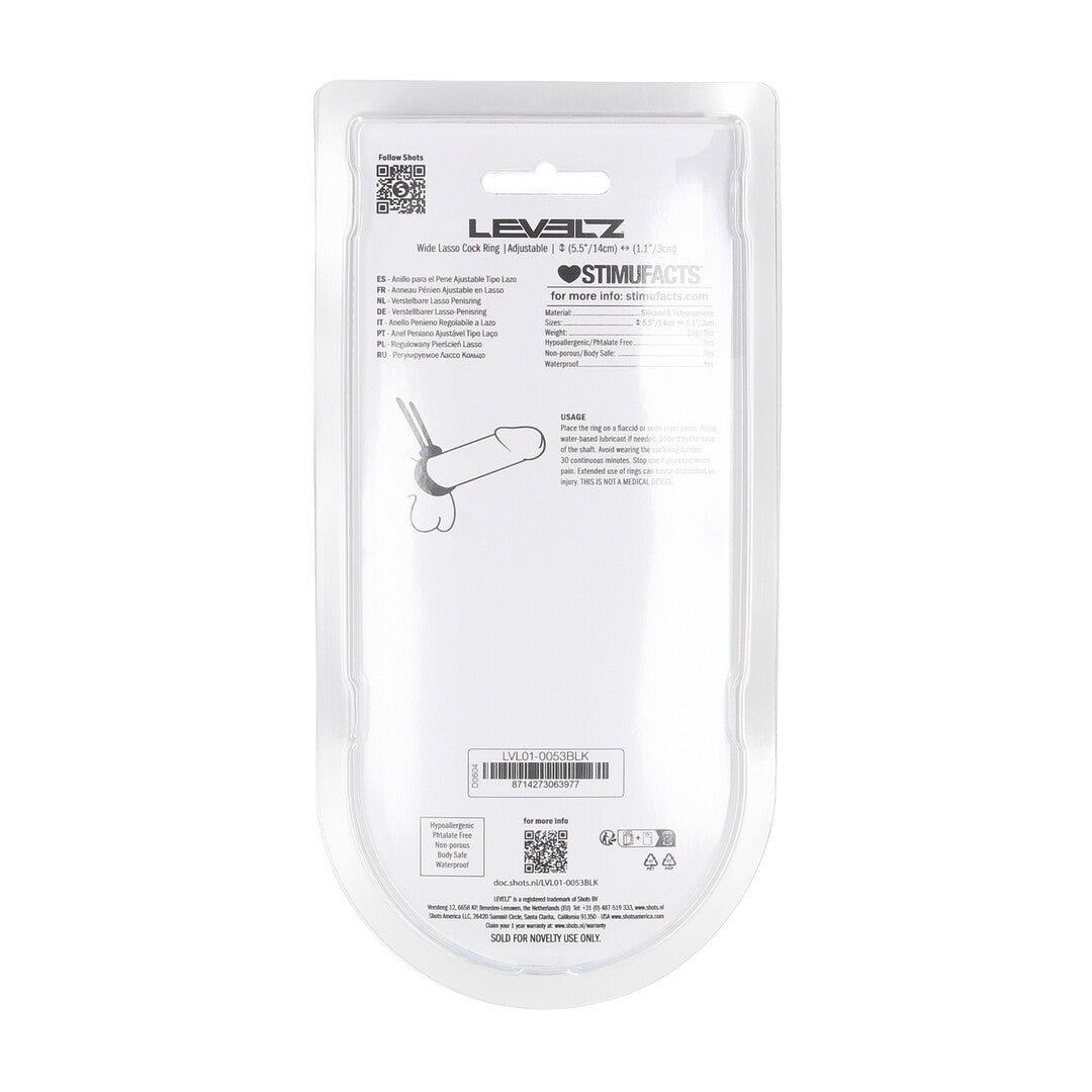 Brede Verstelbare Siliconen Lasso Cockring - 5mm - Zwart