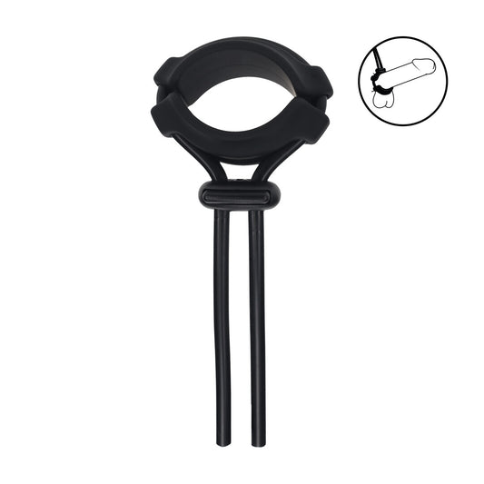 Afneembare Brede Verstelbare Siliconen Lasso Cockring - 5mm - Zwart