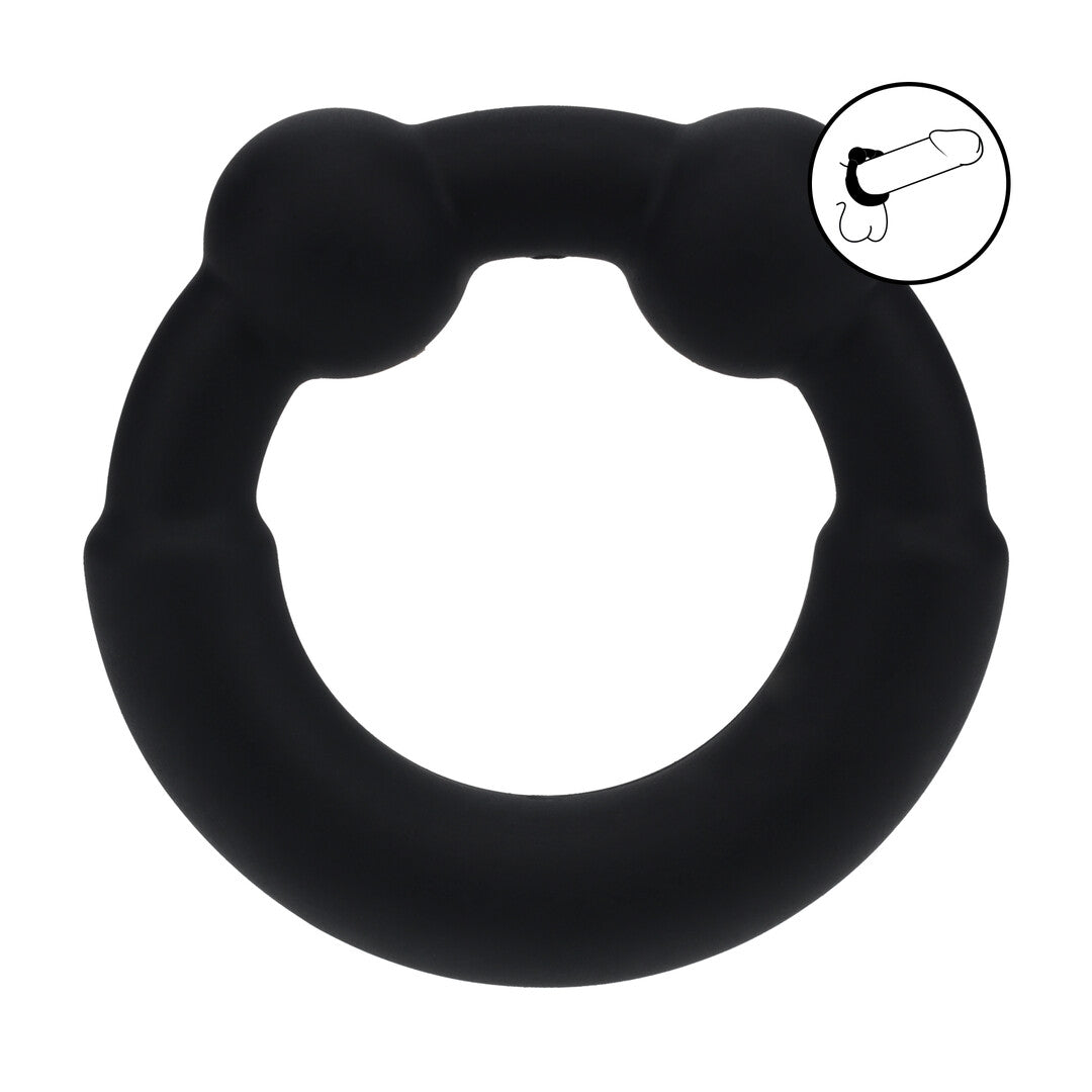 Metaal en Siliconen Cockring - Zwart