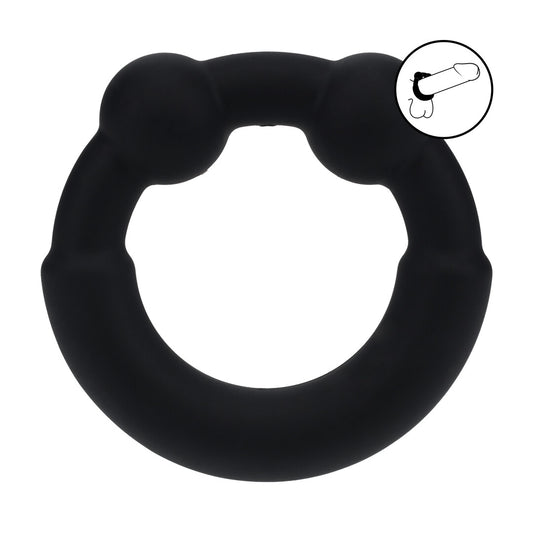 Metaal en Siliconen Cockring - Zwart